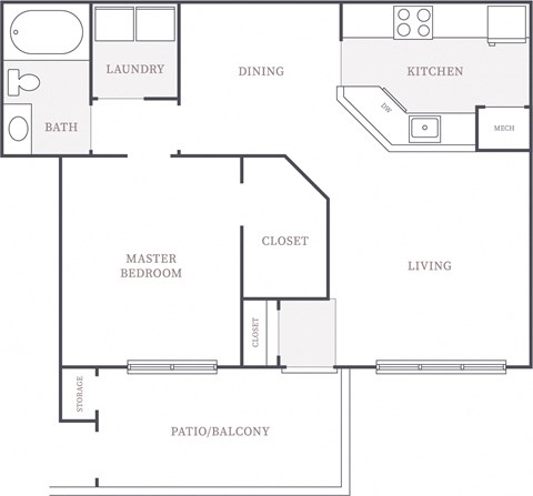 1 Bed 1 Bath Floor Plan at The Columns at Bear Creek, Florida
